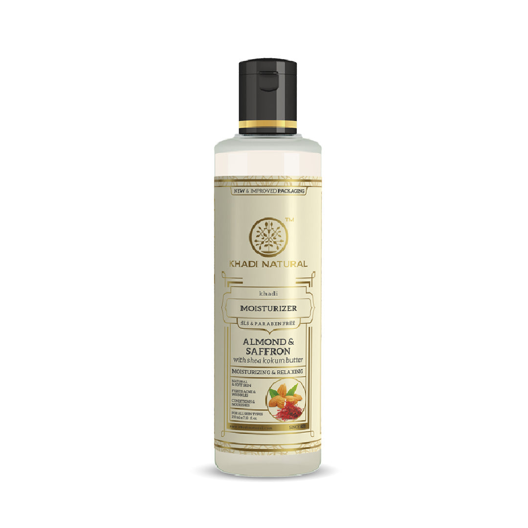 Khadi Natural Almond & Saffron Moisturizer- SLS & Paraben Free - 210gm