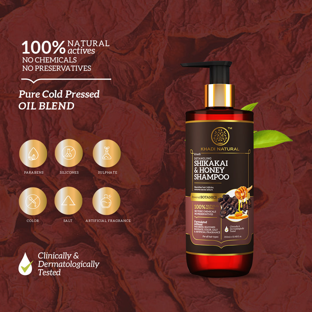 Khadi Natural Shikakai & Honey Shampoo - Powered Botanics - 310ml