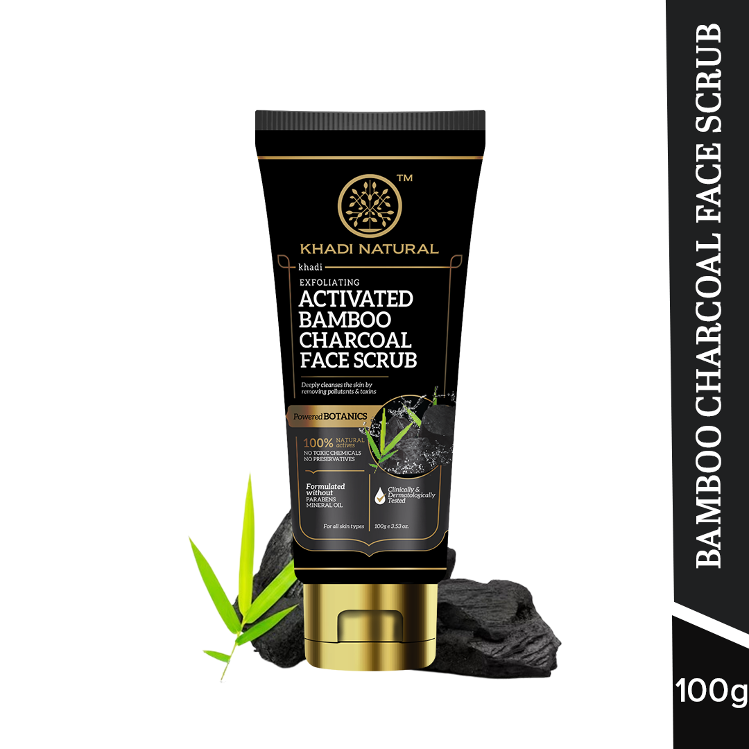 Khadi Natural Activated Bamboo Charcoal Face Scrub - 100gm