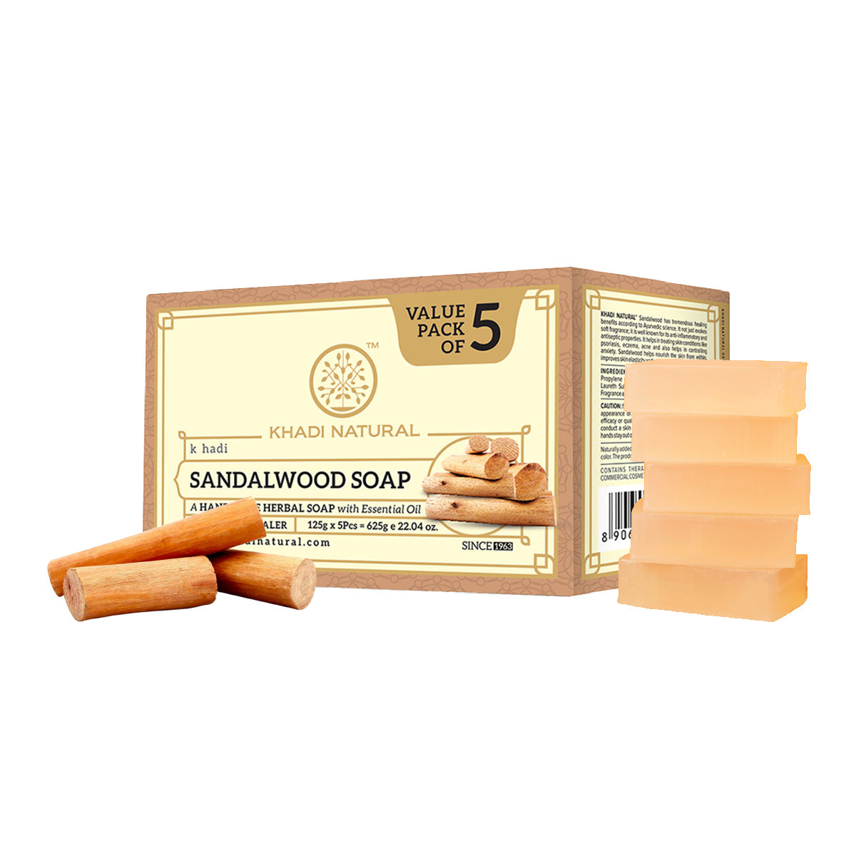 Khadi Natural Sandalwood Soap (Pack of 5)