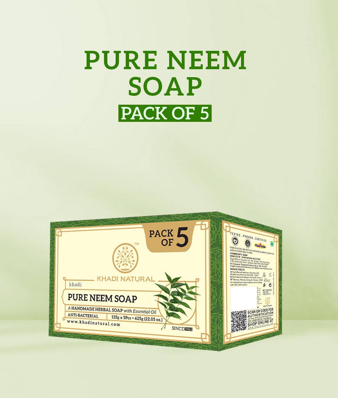 Khadi Natural Herbal Pure Neem Soap Pack of 5