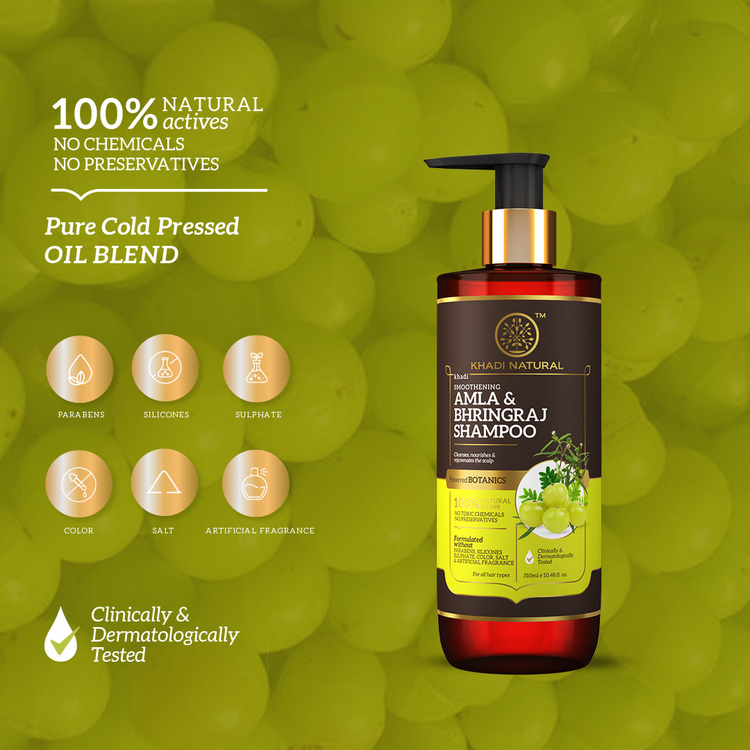 Khadi Natural Amla & Bhringraj Hair Cleanser - SLS, Parabens, Color, Salt & Artificial Fragrance Free - 310ml