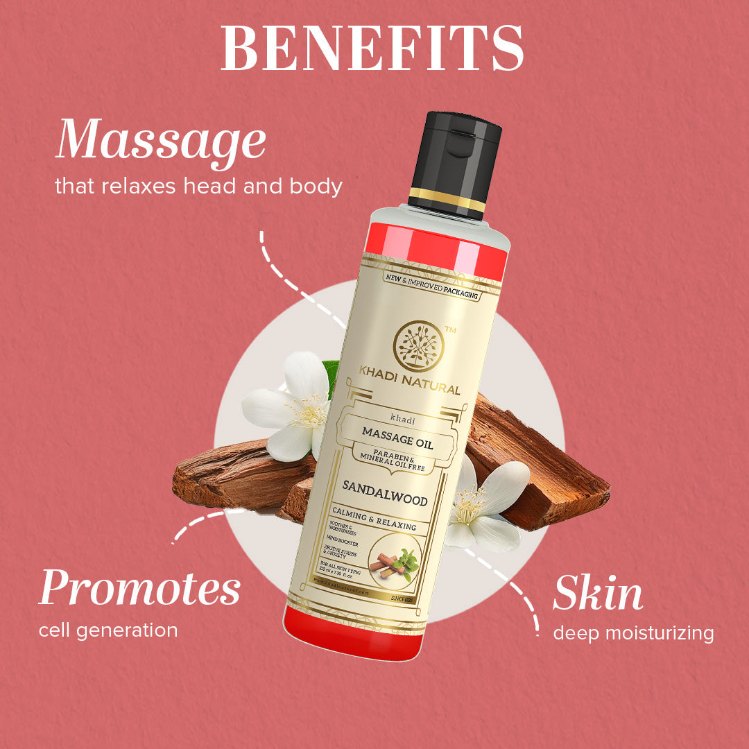 Khadi Natural Sandalwood Massage Oil- Without Mineral Oil-210 ml