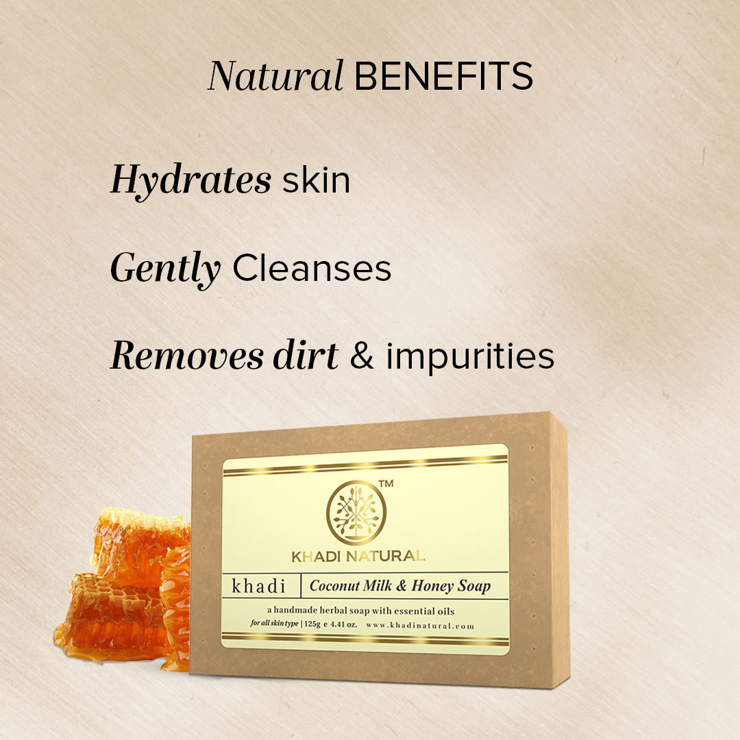 Khadi Natural Herbal Coconut Milk & Honey Soap Combo Pack Of 3 β 125gm Each