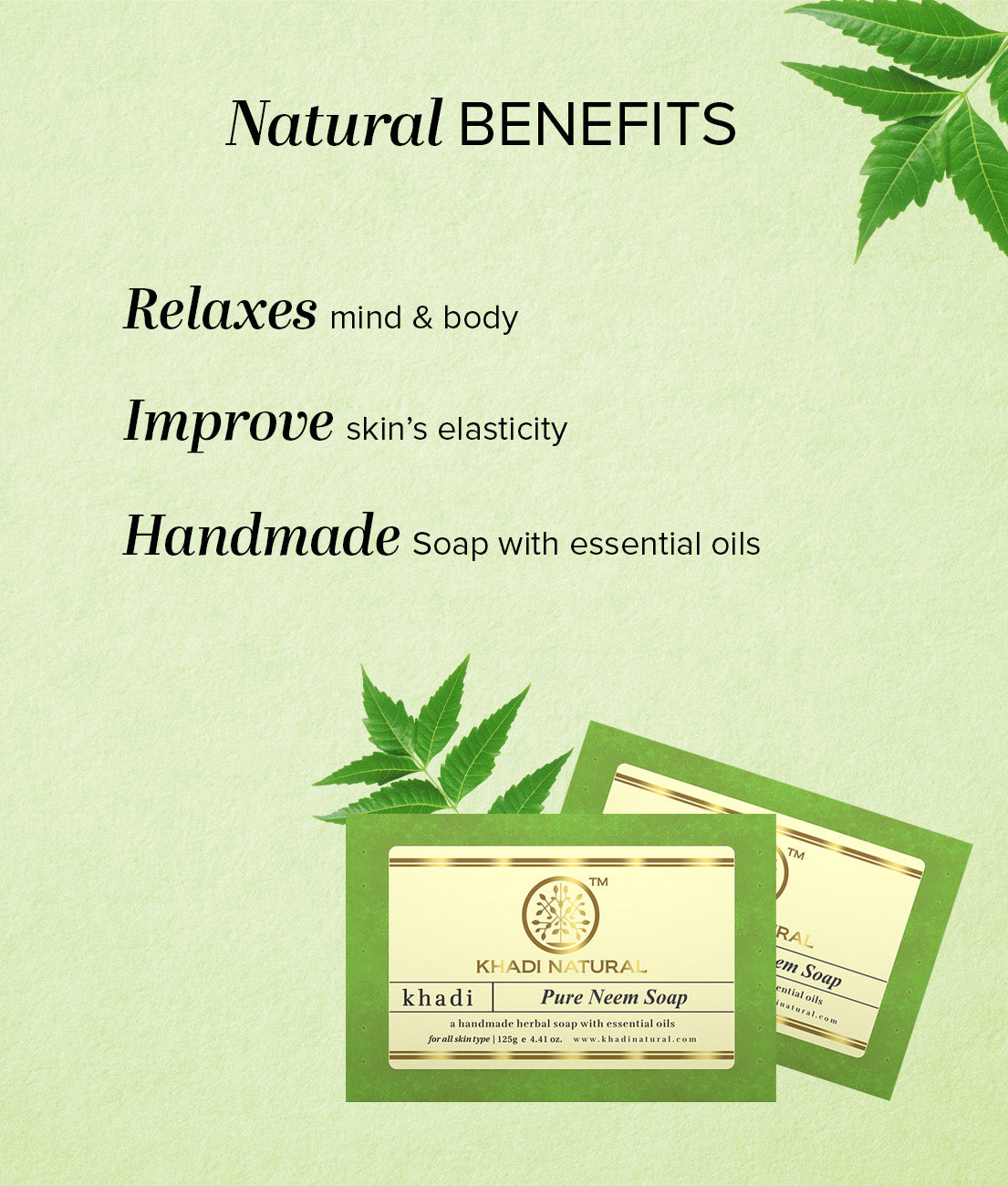 Khadi Natural Pure Neem Soap - 125gm