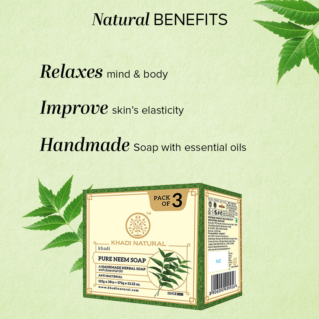 Khadi Natural Herbal Pure Neem Soap Combo Pack Of 3 – 125gm Each