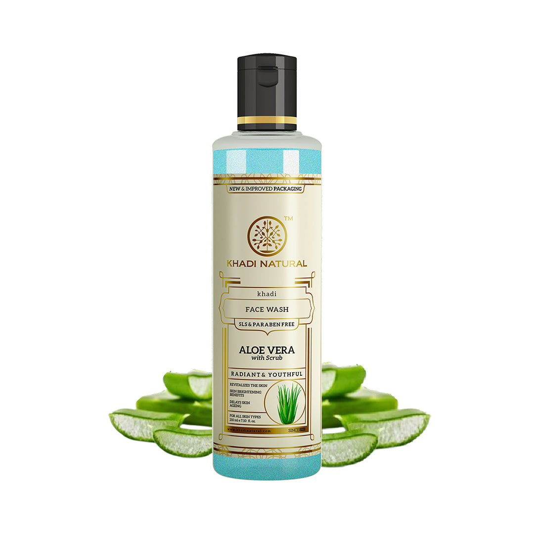 Khadi Natural Aloevera Face Wash with Scrub SLS & Paraben Free - 210ml