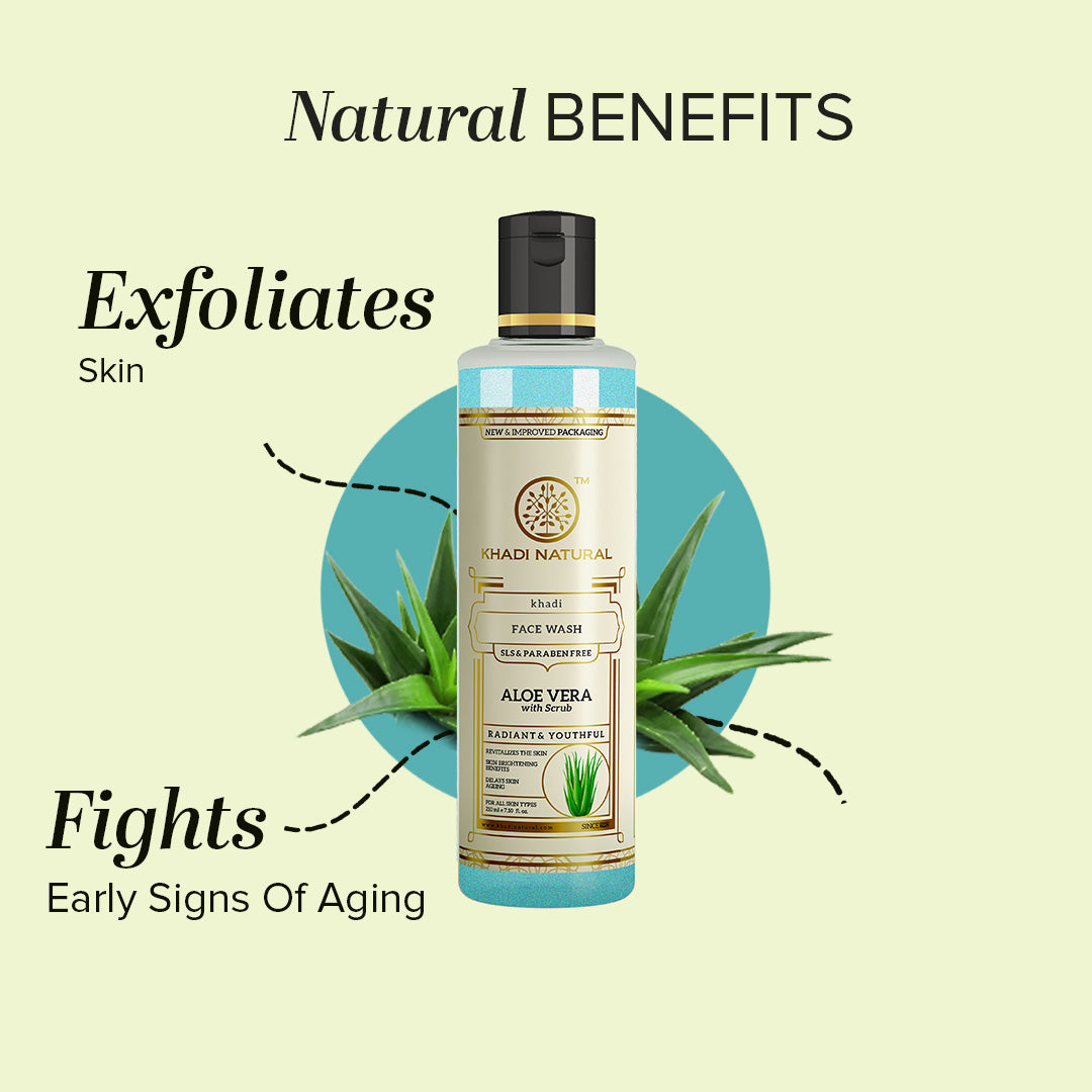 Khadi Natural Aloevera Face Wash with Scrub SLS & Paraben Free - 210ml