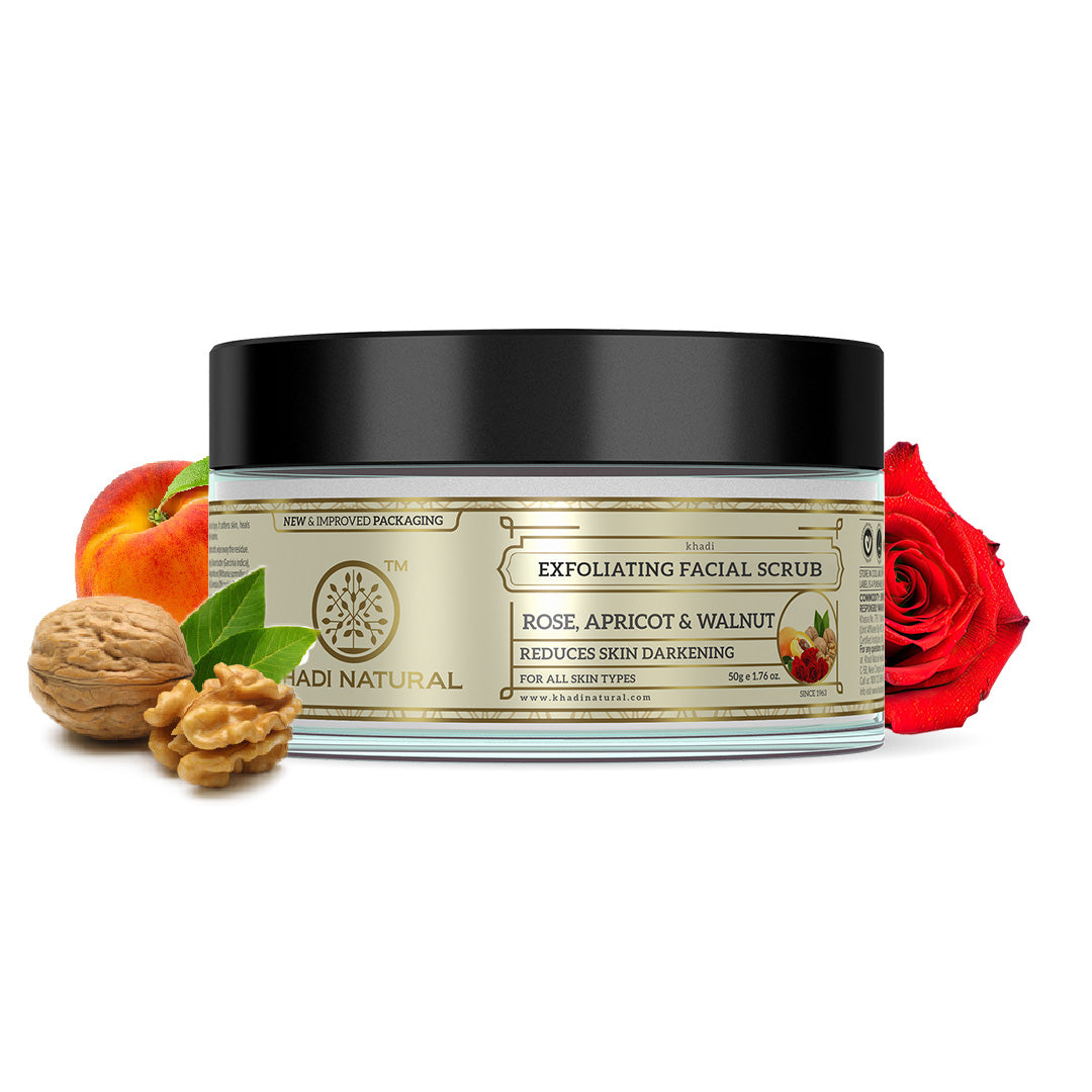 Khadi Natural Rose Apricot & Walnut Exfoliating Facial Scrub - 50gm