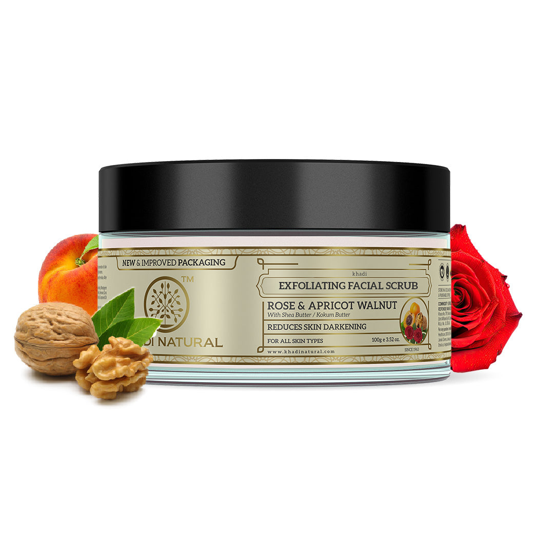 Khadi Natural Apricot & Walnut Face Cream Scrub with Rose - 100gm