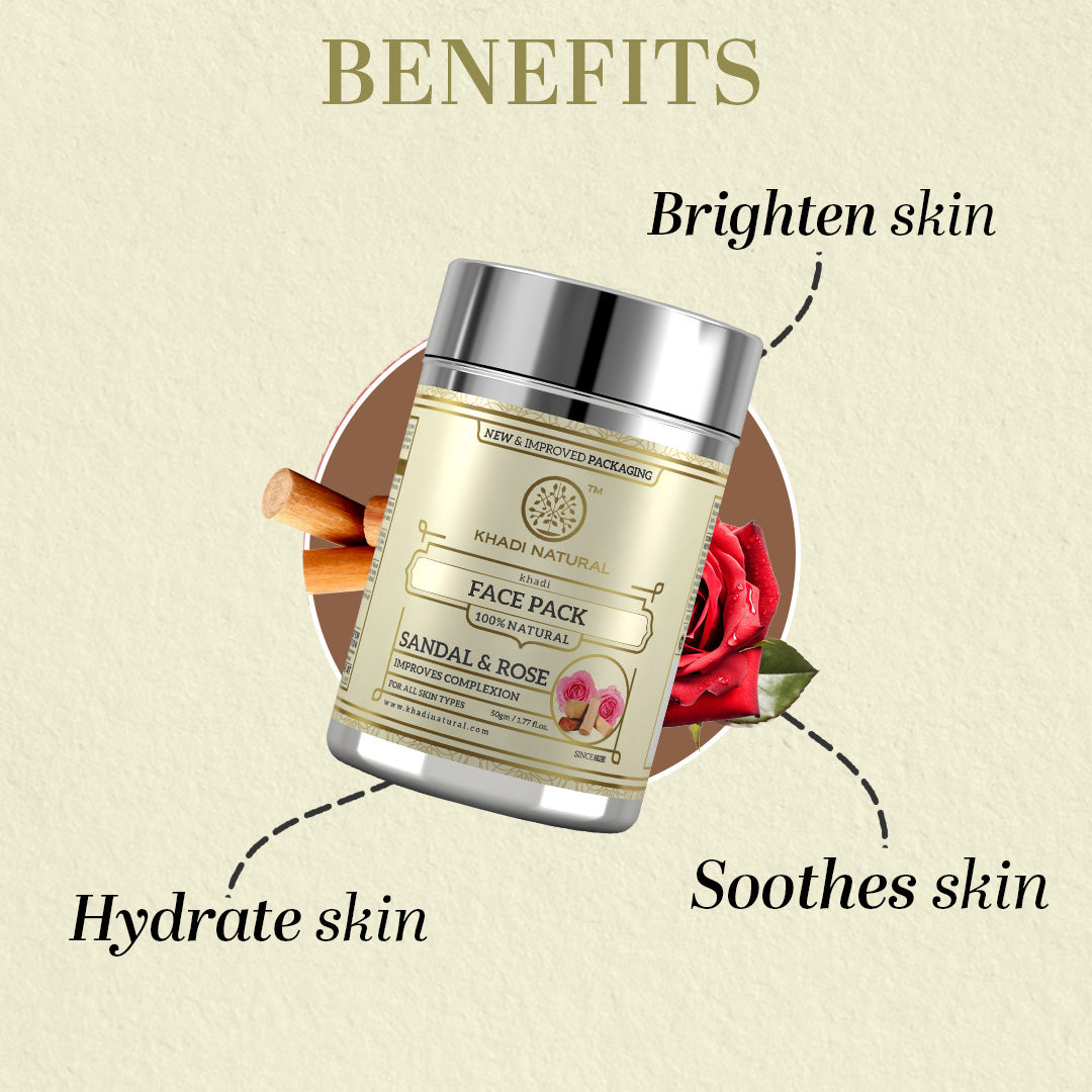 Khadi Natural Sandal & Rose Face Pack - 50gm