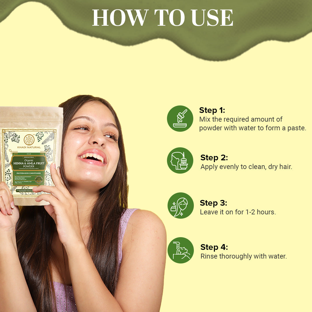 Khadi Natural Organic Henna & Amla Fruit Powder For Hair Care - 100% Natural - 100gm