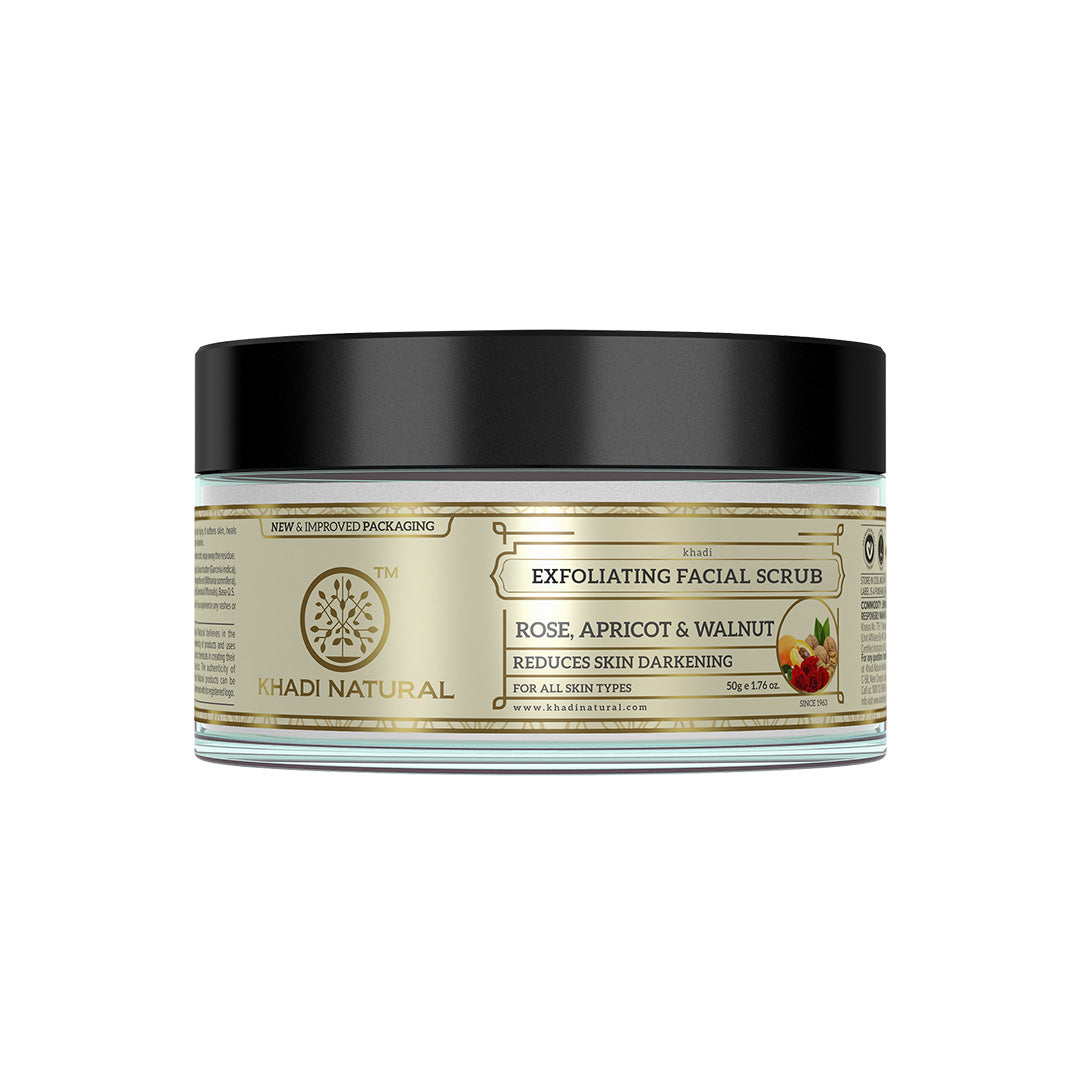 Khadi Natural Rose Apricot & Walnut Exfoliating Facial Scrub - 50gm