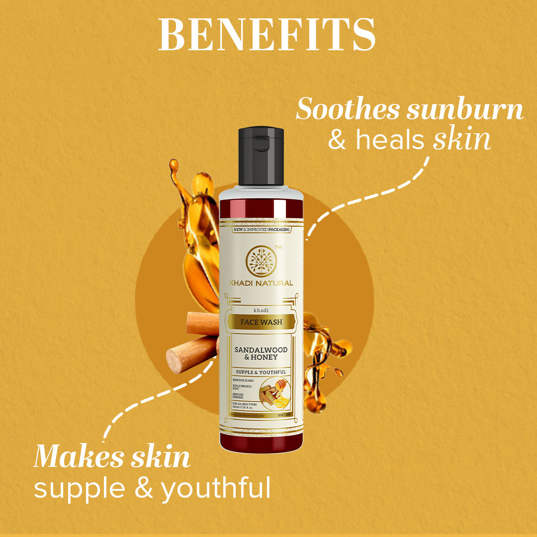 Khadi Natural Sandalwood & Honey Face Wash Combo Pack Of 2 - 210ml Each - Sale