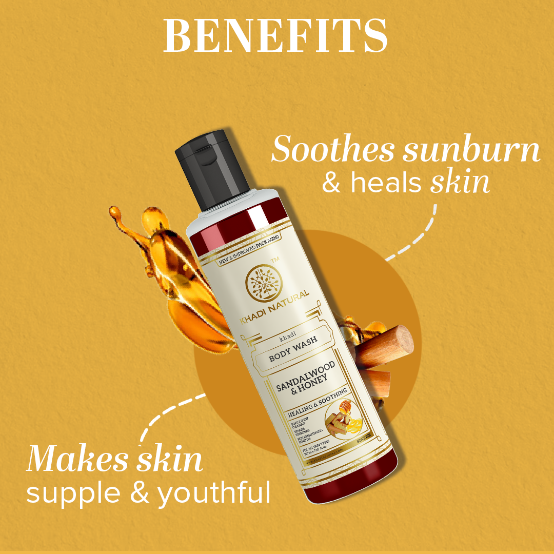 Khadi Natural Sandalwood & Honey Body Wash - 210ml