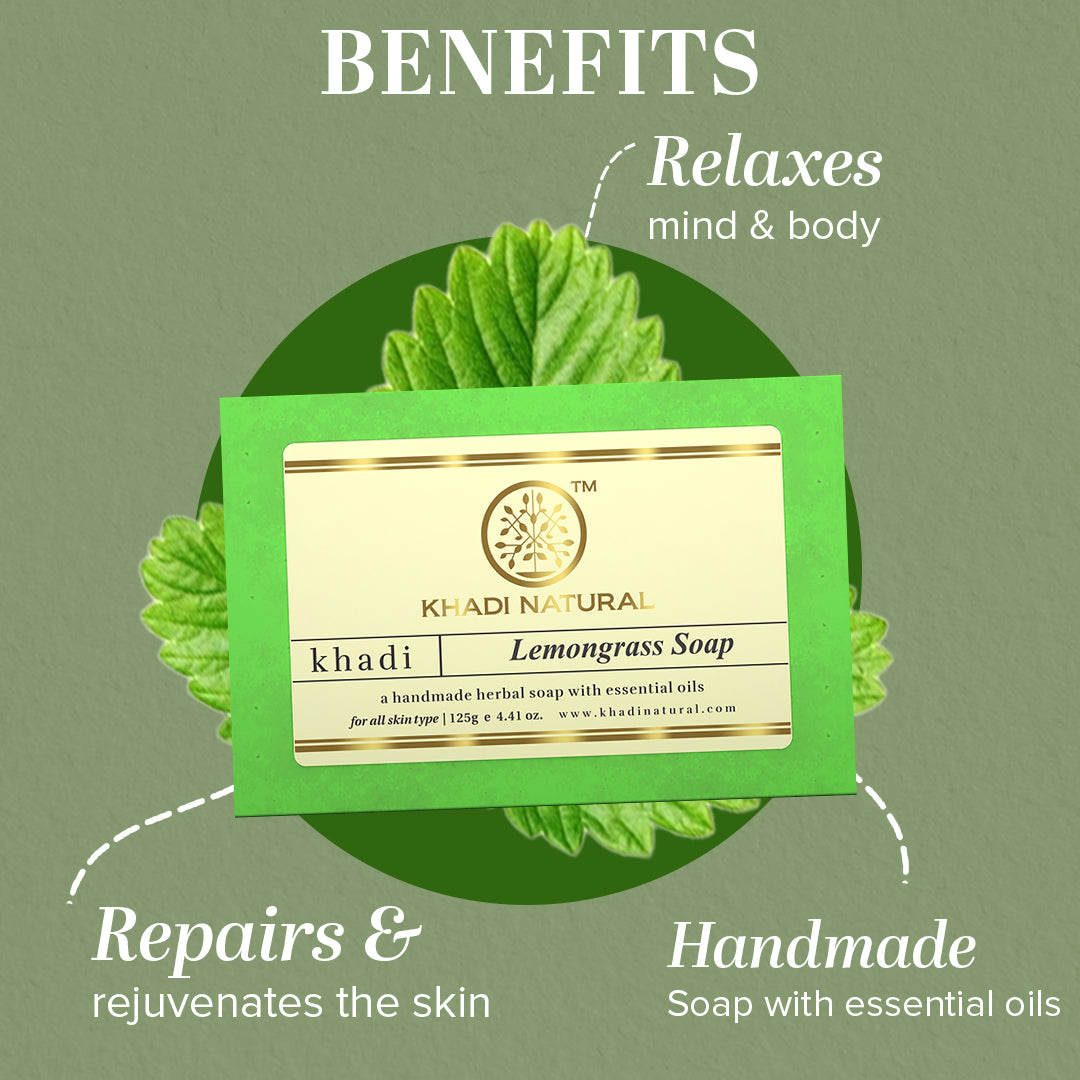 Khadi Natural Herbal Lemongrass Soap - 125gm