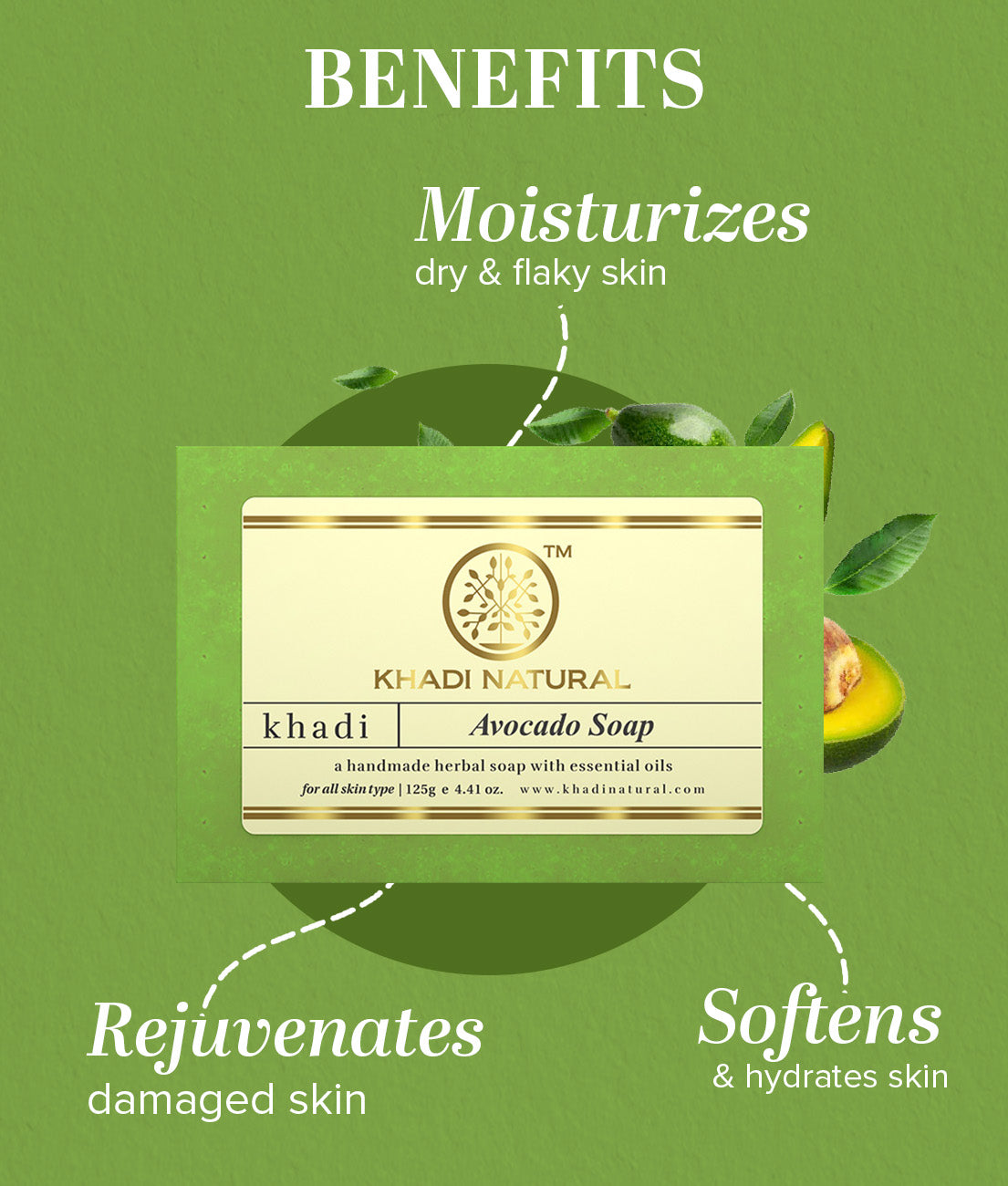 Khadi Natural Herbal Avocado Soap - 125gm