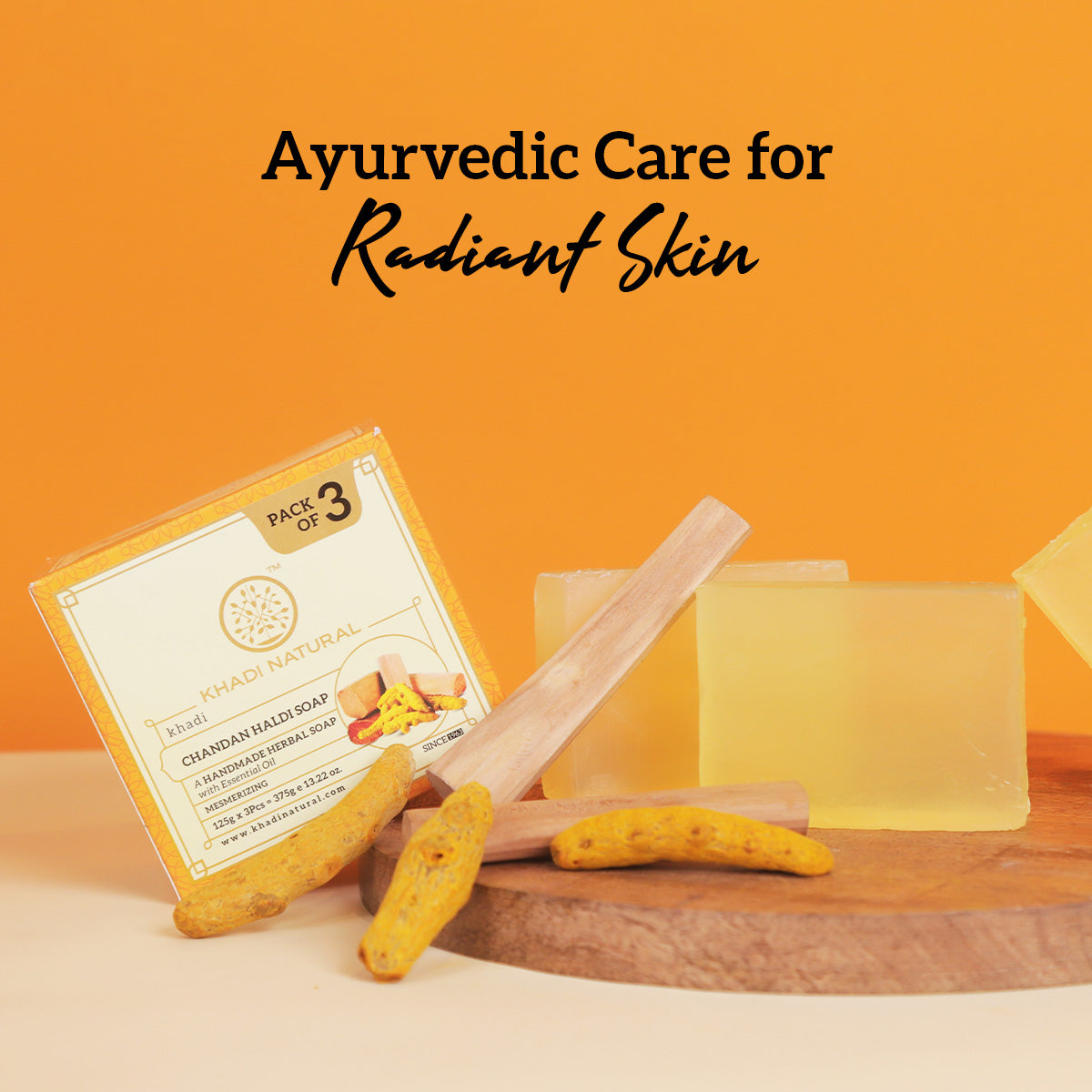 Khadi Natural Herbal Chandan Haldi Soap Combo Pack Of 3 ā 125gm Each