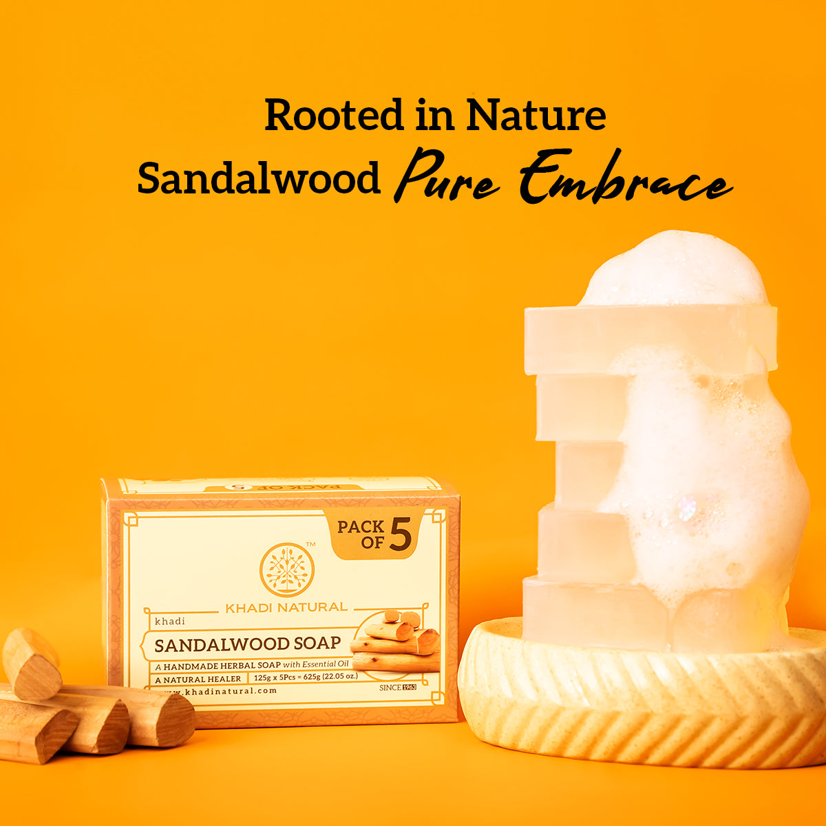 Khadi Natural Sandalwood Soap (Pack of 5)