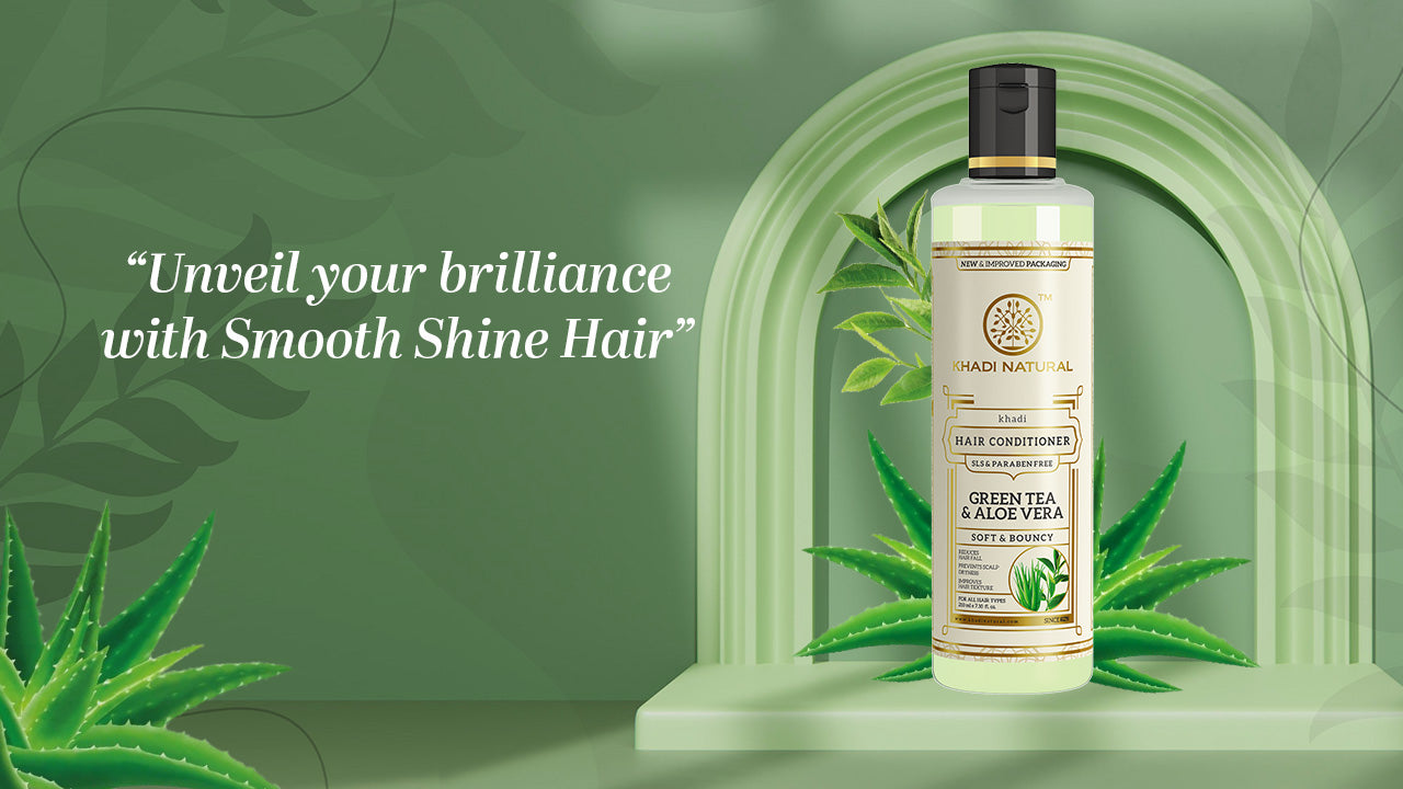 Khadi Natural Herbal Green Tea & Aloevera Hair Conditioner SLS & Paraben Free - 210ml