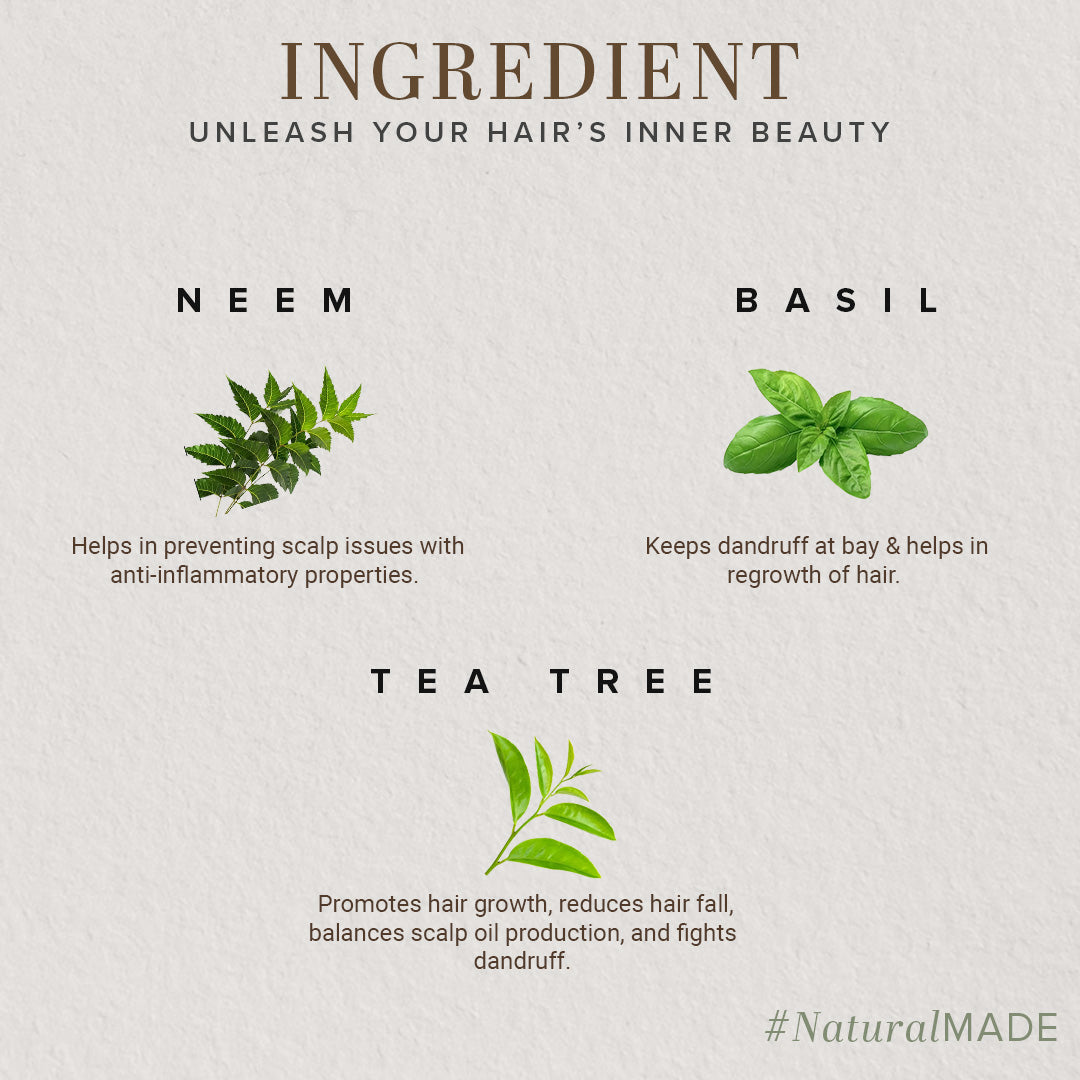 Khadi Natural Neem Teatree & Basil Hair Oil Paraben Mineral Oil Free - 210ml