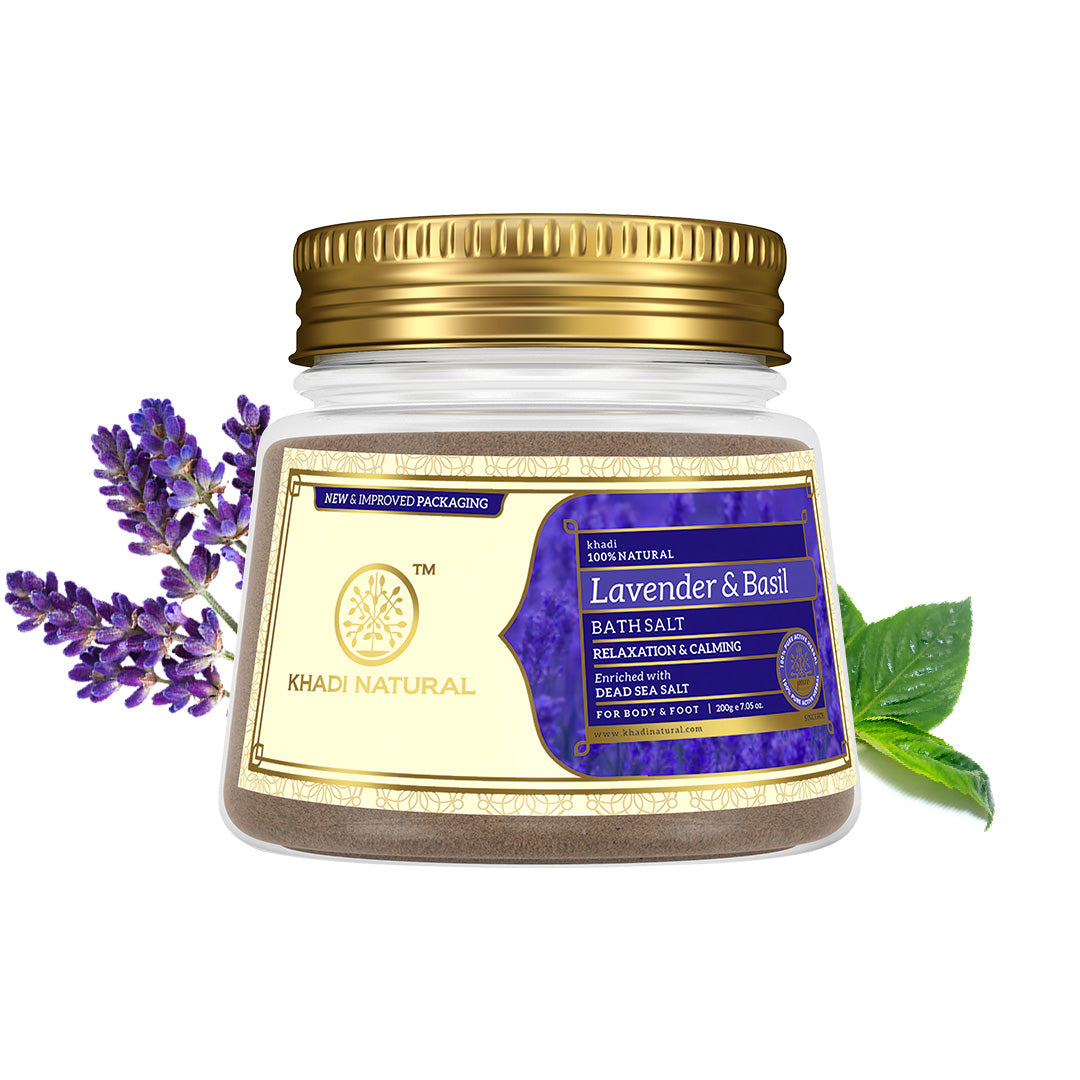 Khadi Natural Lavender & Basil Bath Salt - 200gm