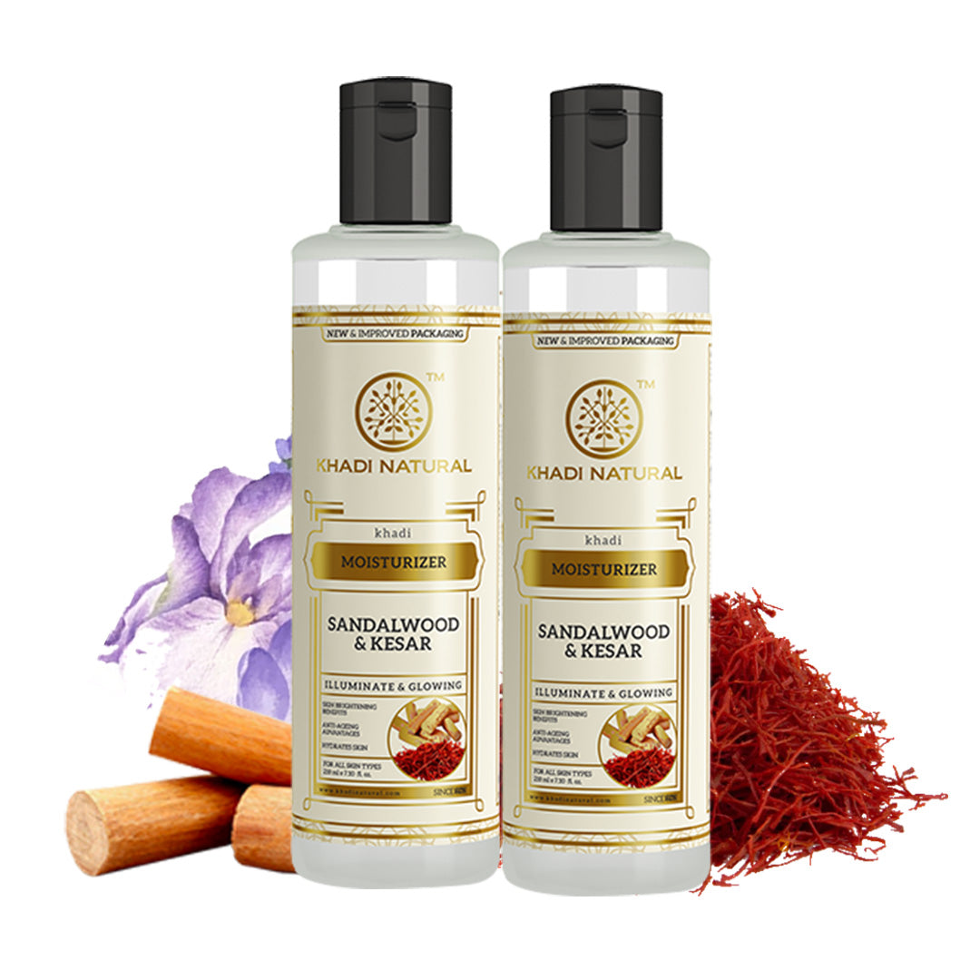 Khadi Natural Sandalwood & Kesar Moisturizer Combo Pack of 2 - 210ml Each