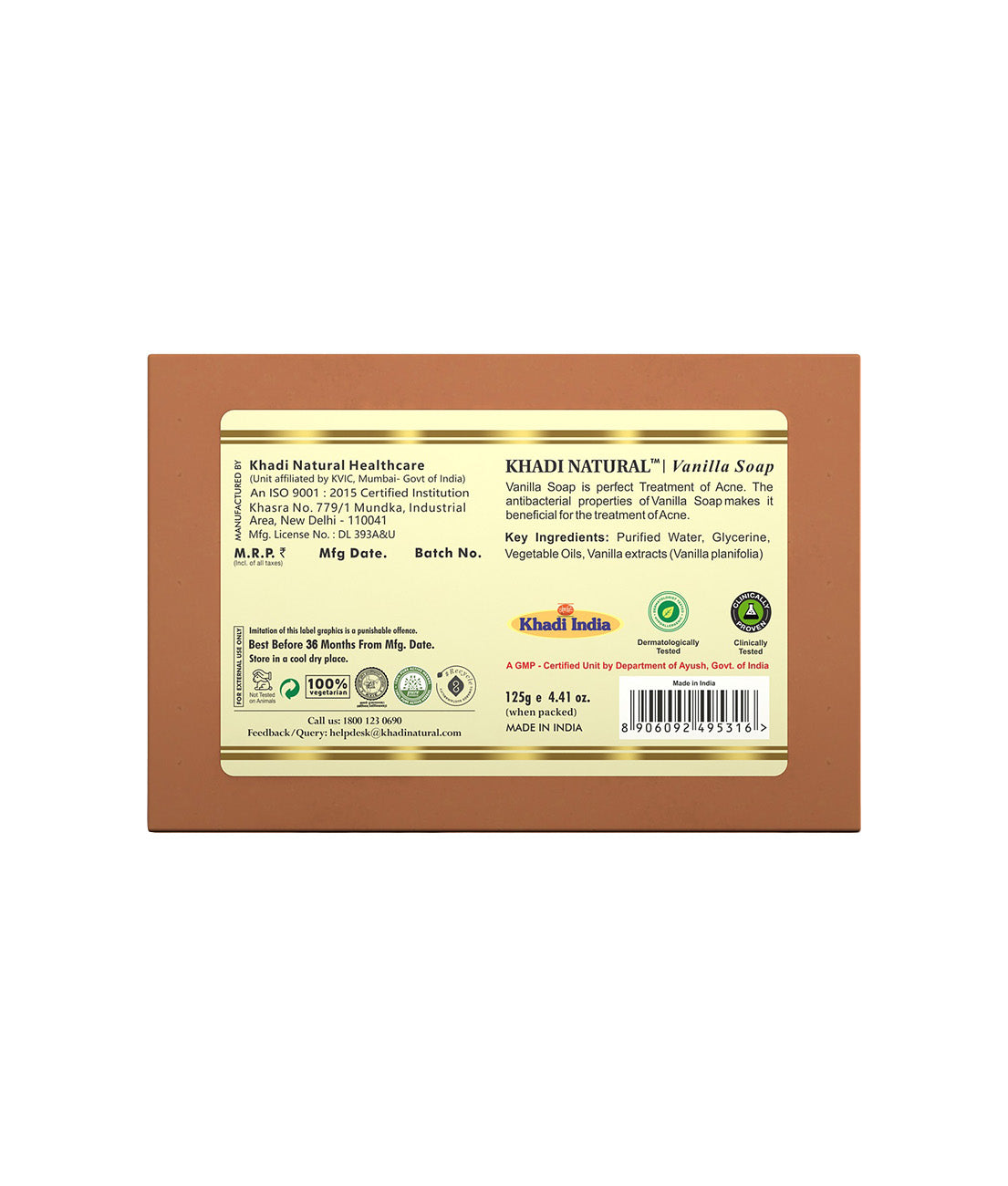 Khadi Natural Vanilla Soap - 125gm