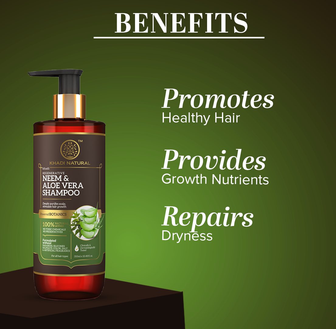 Khadi Natural Neem & Aloe Vera Hair Cleanser - Paraben, Silicones, Sulphate, Color, Salt & Artificial Fragrance Free - 310ml