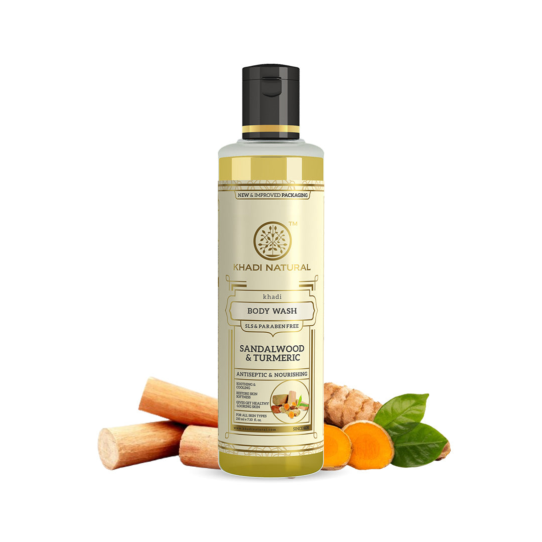 Khadi Natural Sandalwood & Turmeric Body Wash SLS & Paraben Free - 210ml