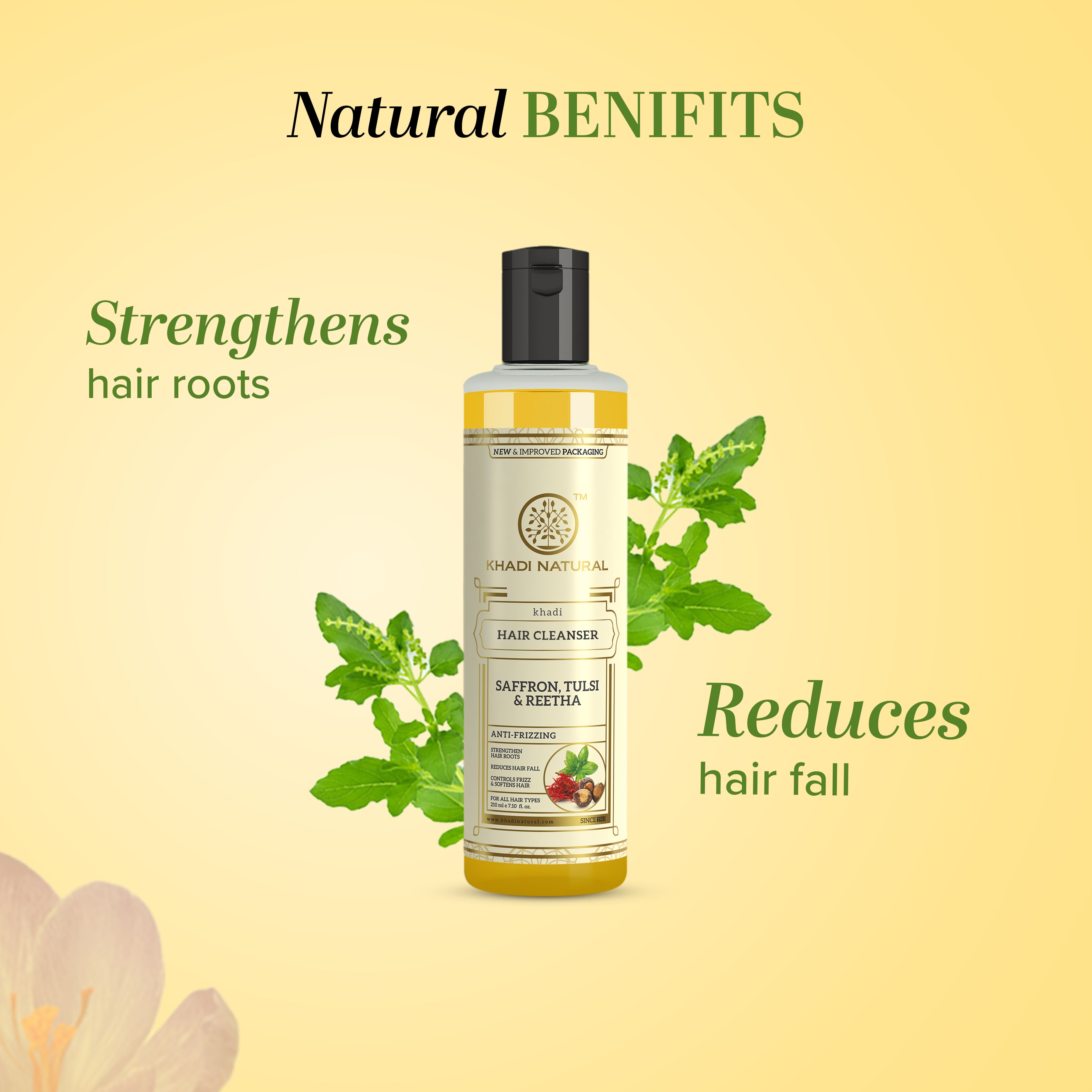 Khadi Natural Saffron Tulsi & Reetha Hair Cleanser - 210ml