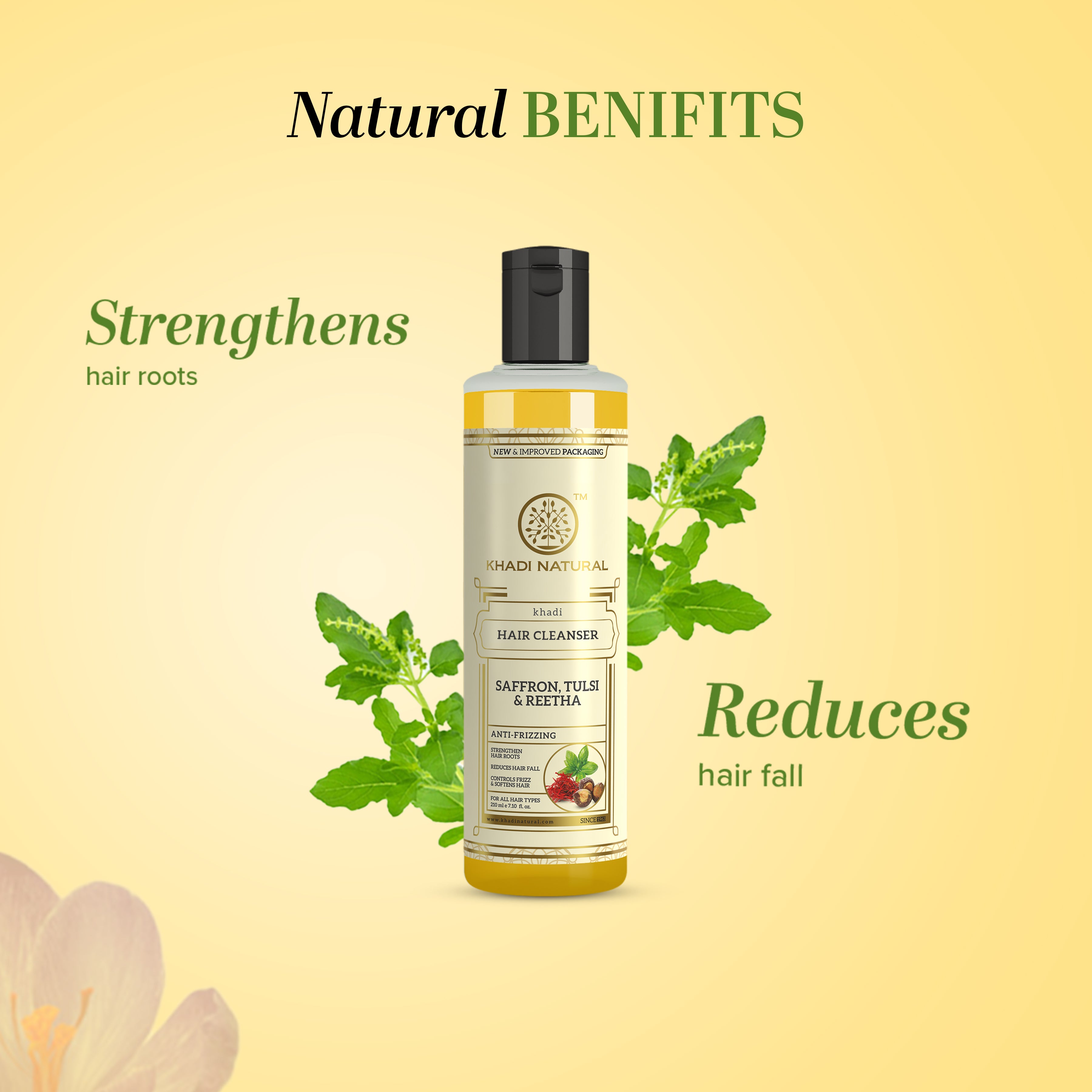 Khadi Natural Saffron Tulsi & Reetha Hair Cleanser - 210ml