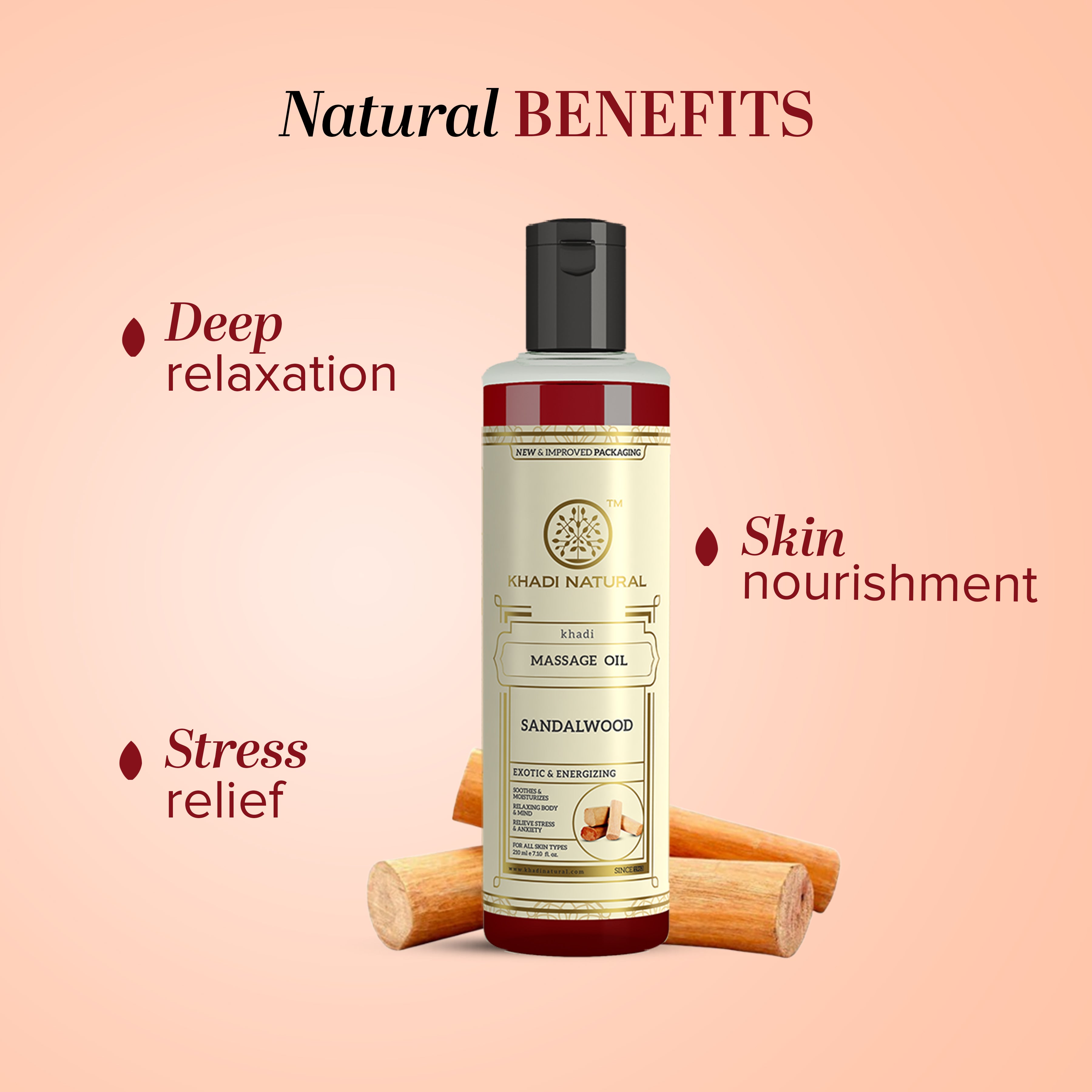 Khadi Natural Sandalwood Massage Oil - 210ml