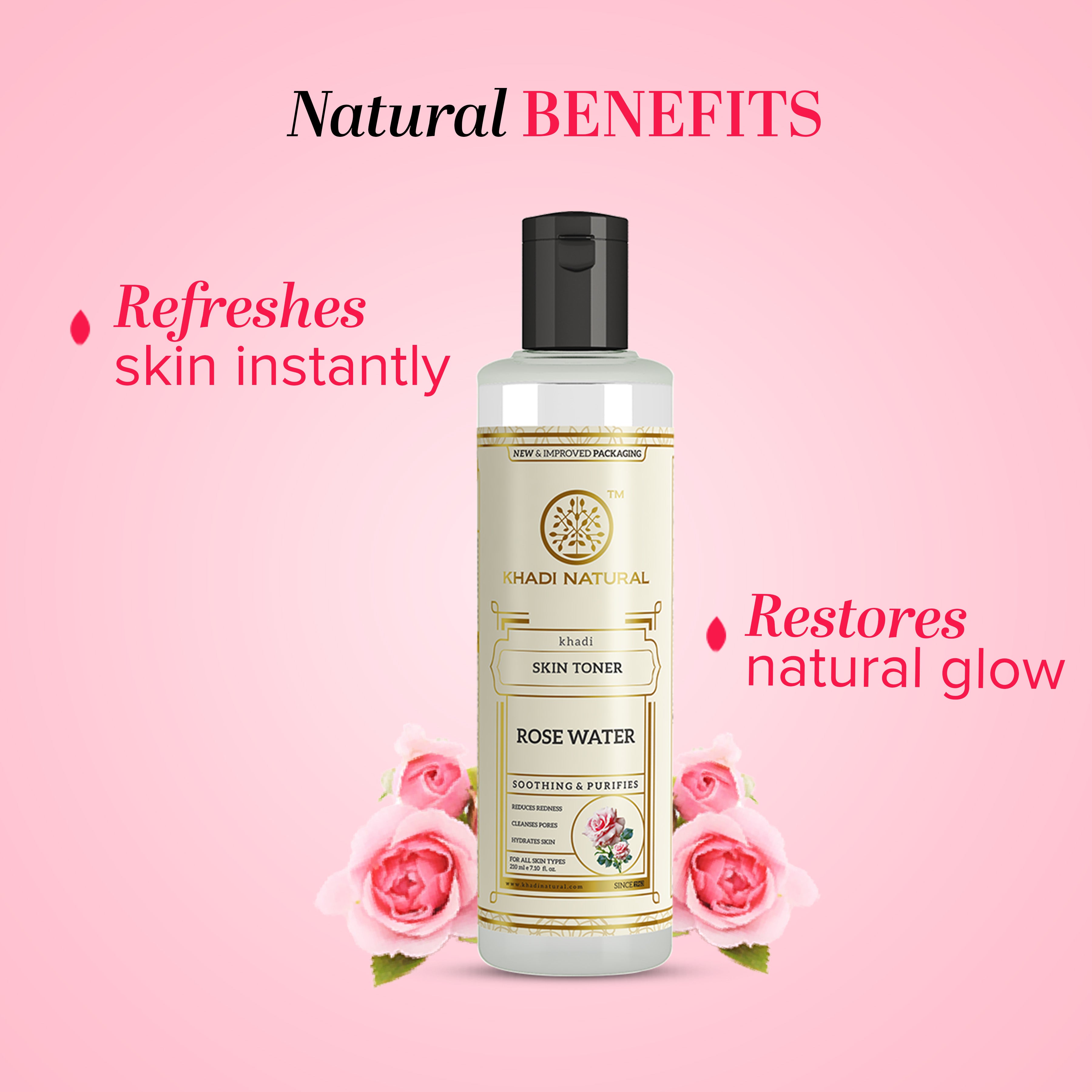 Khadi Natural Pure Rose Water Skin Toner - 210ml