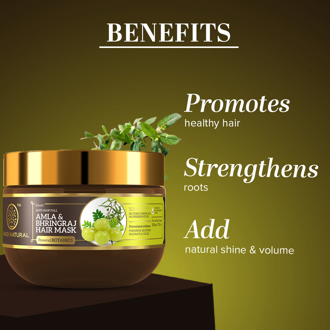 Khadi Natural Amla & Bhringraj Hair Mask - SLS, Parabens & Color Free - 200gm