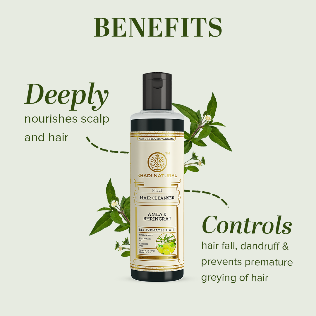 Khadi Natural Amla & Bhringraj Hair Cleanser Combo Pack of 2 - 210ml Each