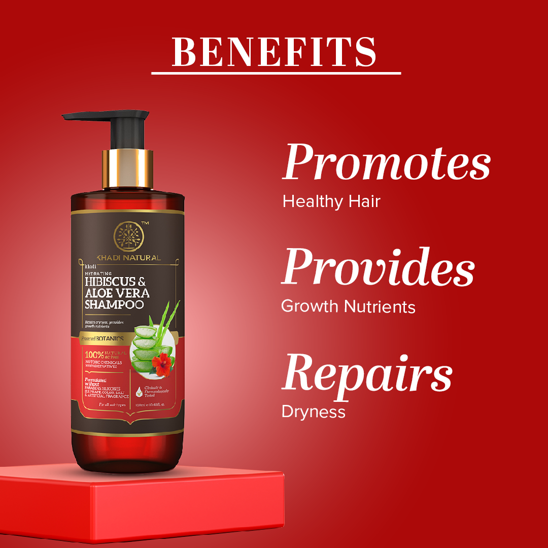 Khadi Natural Hibiscus & Aloe Vera Hair Cleanser - Parabens, Silicones, Sulphate, Color, Salt & Artificial Fragrance Free - 310ml