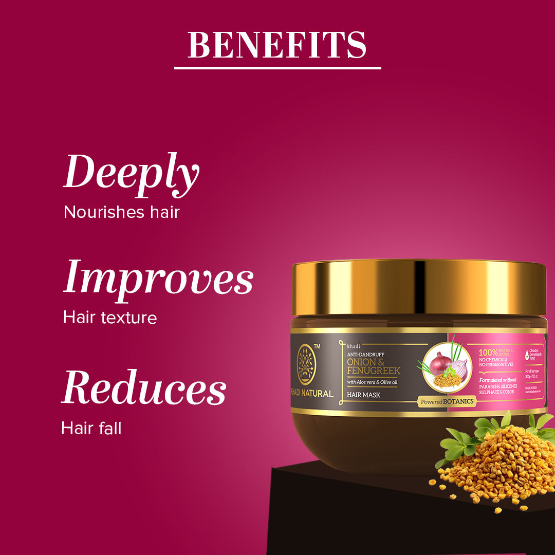 Khadi Natural Onion & Fenugreek Hair Mask – SLS, Paraben & Color Free - 200gm