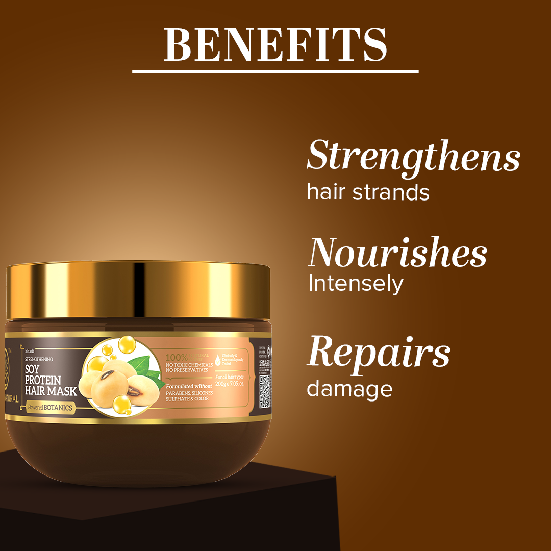 Khadi Natural Soy Protein Hair Mask - Powered Botanics - 200gm