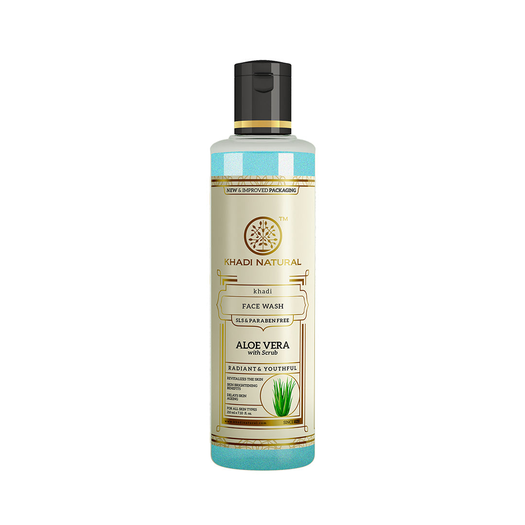 Khadi Natural Aloevera Face Wash with Scrub SLS & Paraben Free - 210ml