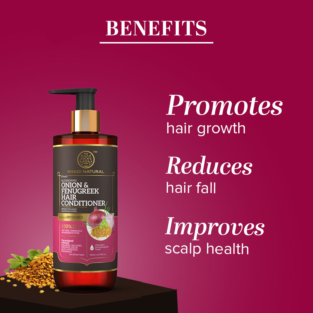 Khadi Natural Onion & Fenugreek Hair Conditioner - Paraben, Silicones, Sulphate, Color, Salt & Artificial Fragrance Free - 310ml