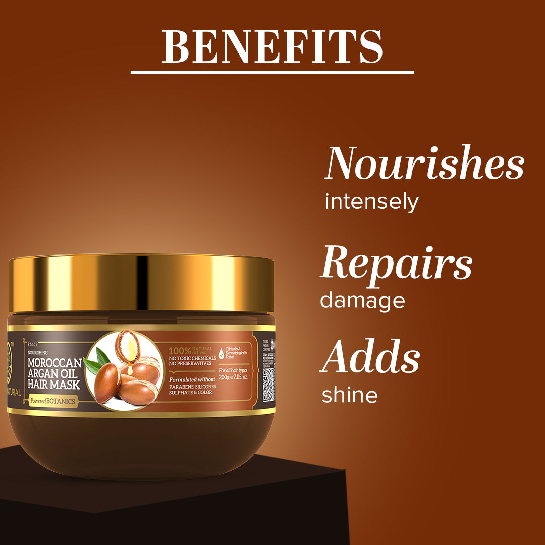 Khadi Natural Moroccan Argan Oil Hair Mask – SLS, Paraben & Color-Free - 200gm