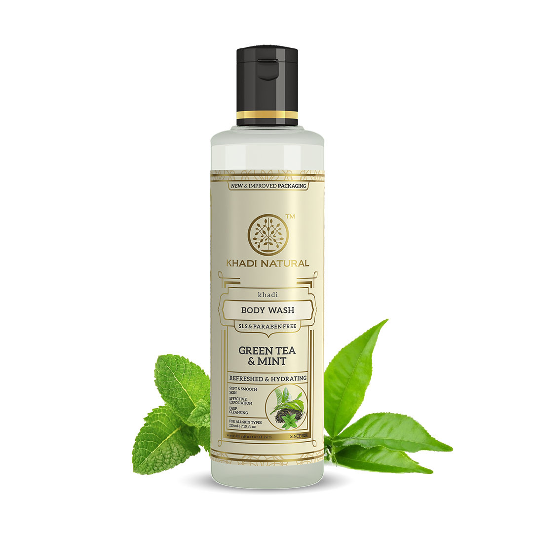 Khadi Natural Green Tea & Mint Body Wash SLS & Paraben Free - 210ml Sale