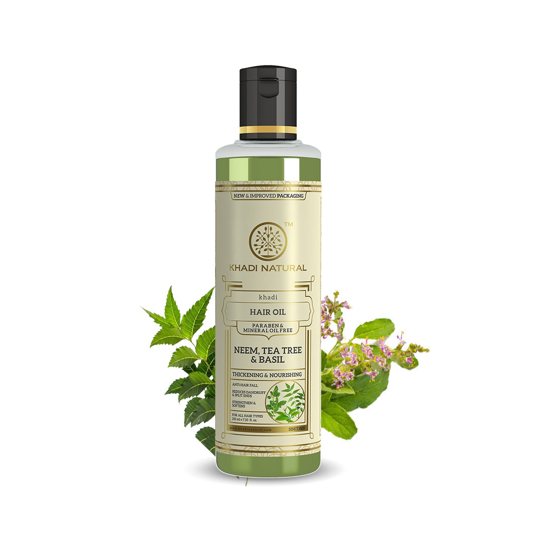 Khadi Natural Neem Teatree & Basil Hair Oil Paraben Mineral Oil Free - 210ml