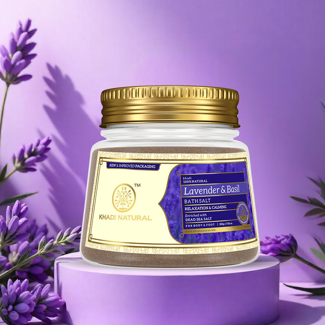 Khadi Natural Lavender & Basil Bath Salt - 200gm