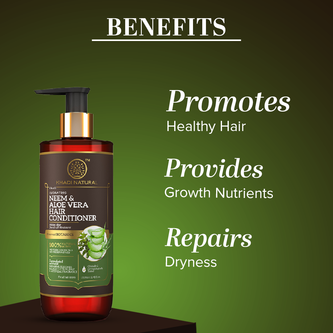 Khadi Natural Neem & Aloe Vera Hair Conditioner - Paraben, Silicones, Sulphate, Color, Salt & Artificial Fragrance Free - 310ml