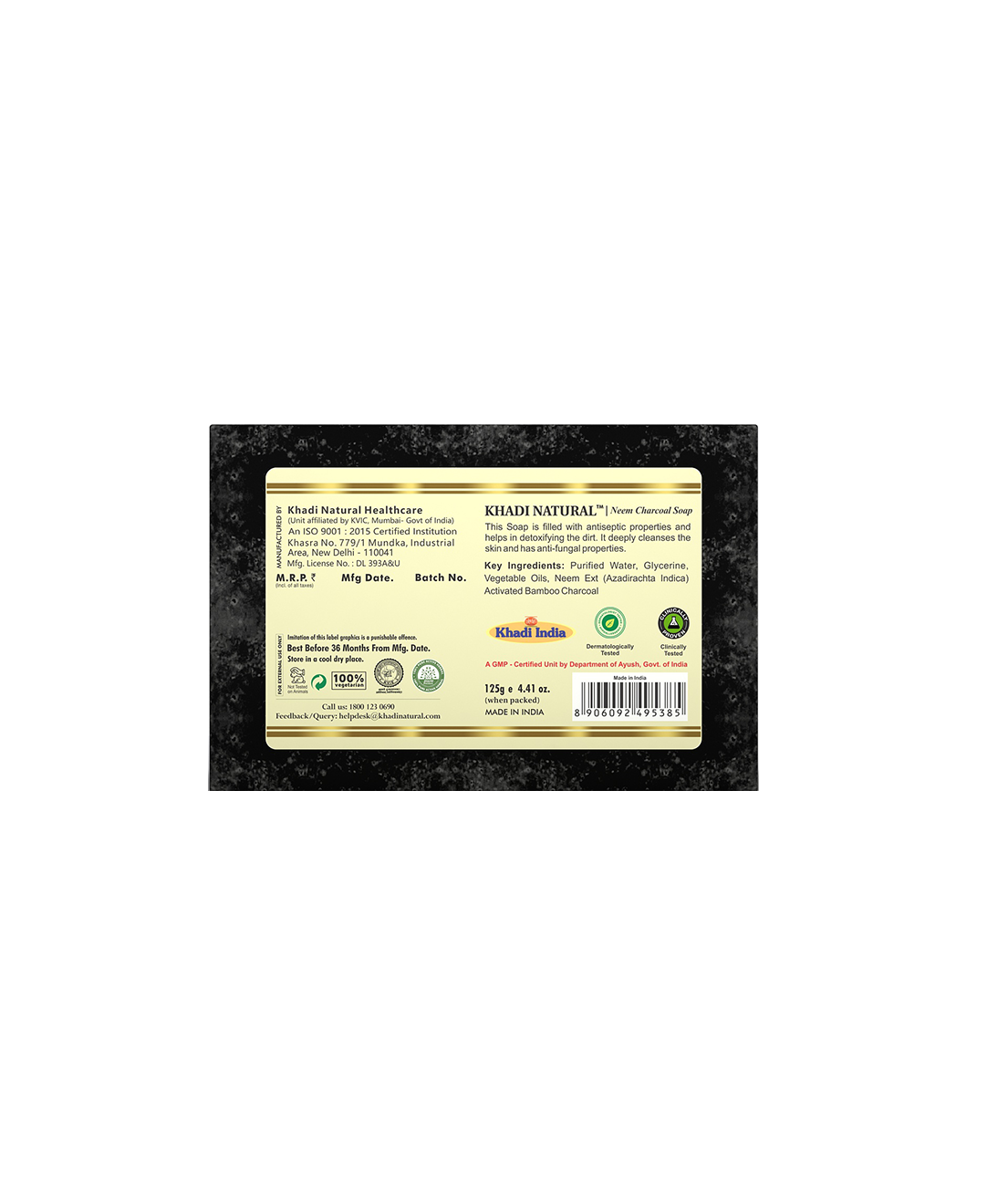 Khadi Natural Neem Charcoal Soap - 125gm