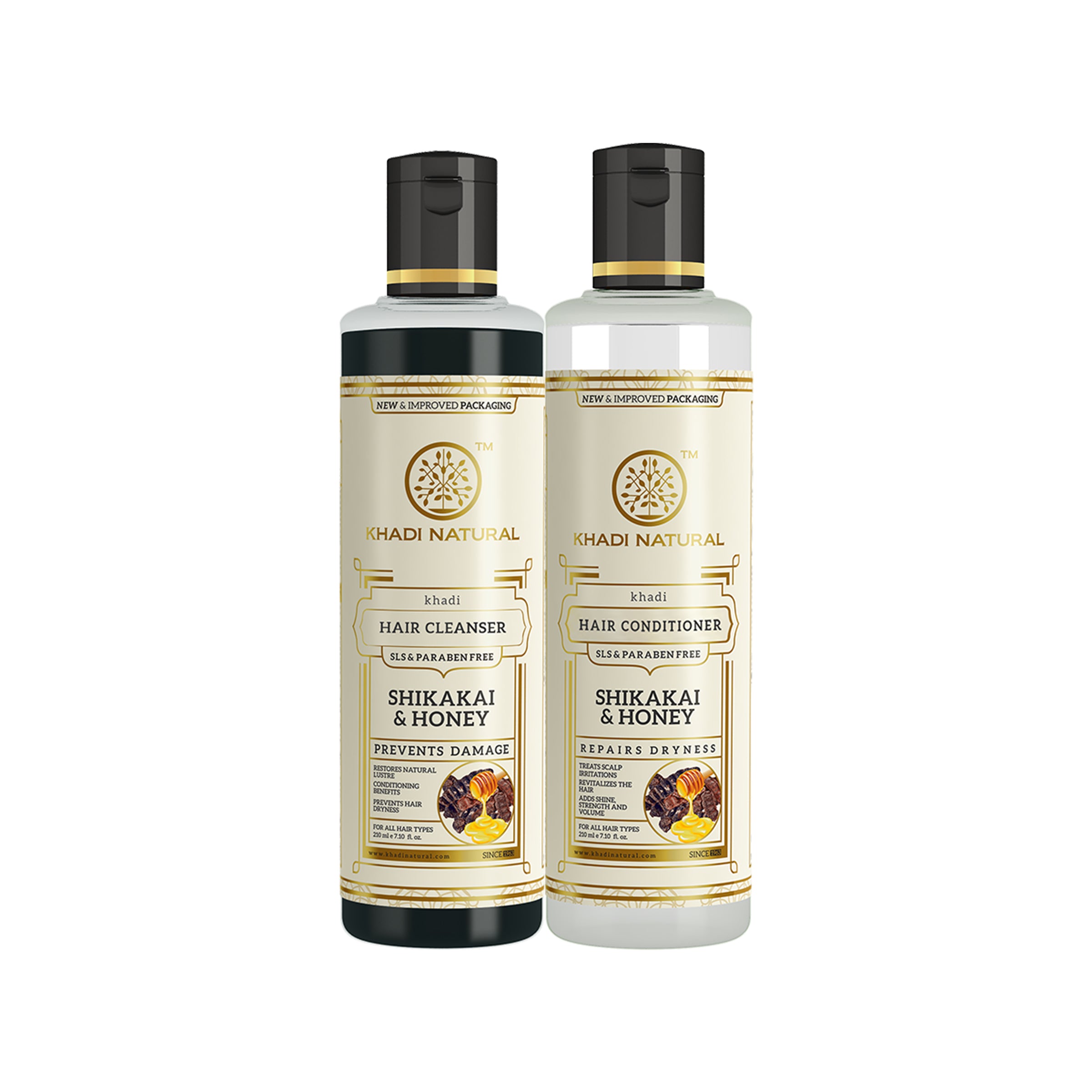 Khadi Natural Shikakai & Honey Cleanser & Conditioner SLS & Paraben Free Combo - 210ml Each Sale