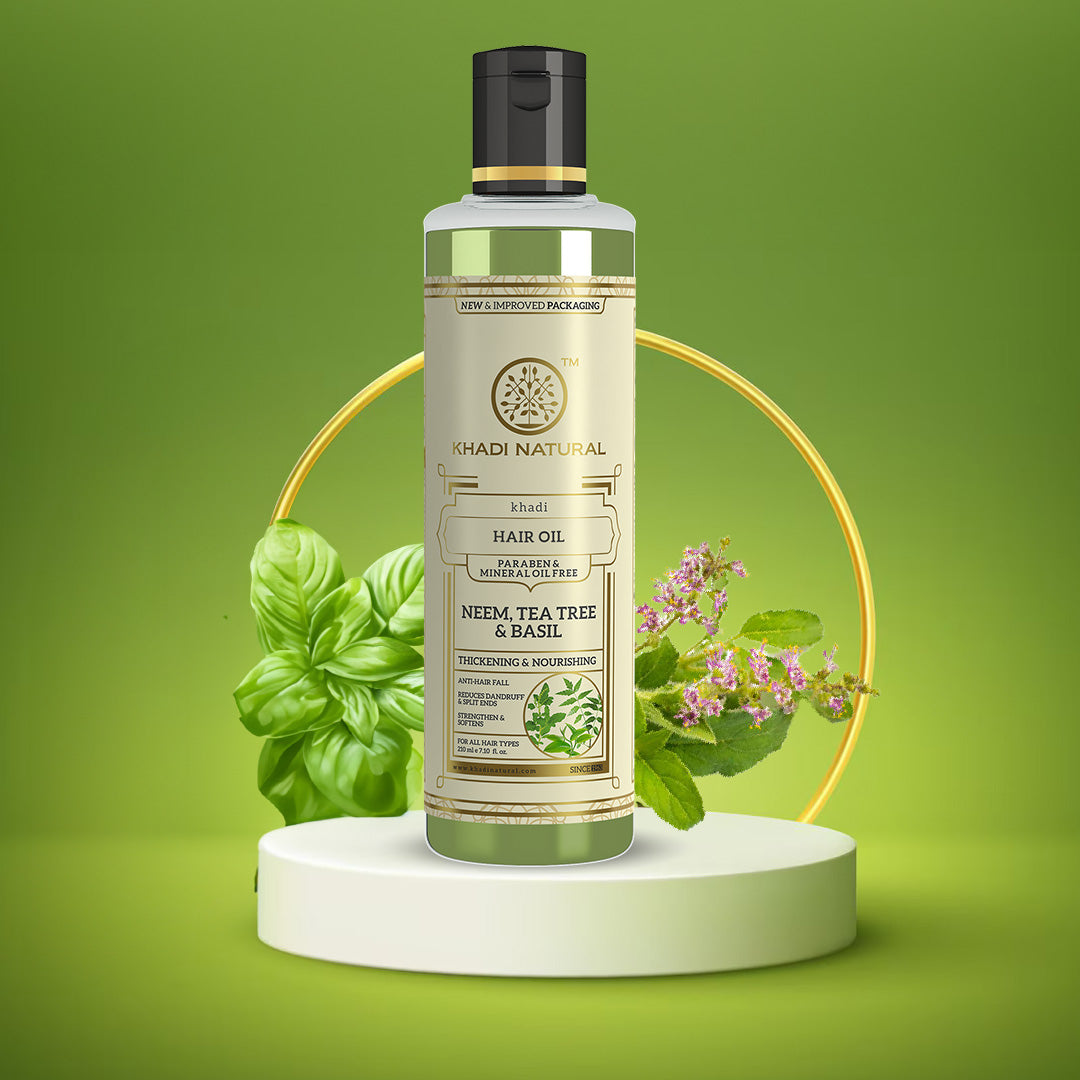 Khadi Natural Neem Teatree & Basil Hair Oil Paraben Mineral Oil Free - 210ml