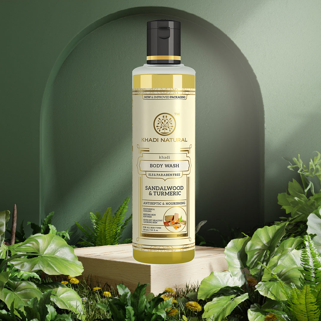 Khadi Natural Sandalwood & Turmeric Body Wash SLS & Paraben Free - 210ml